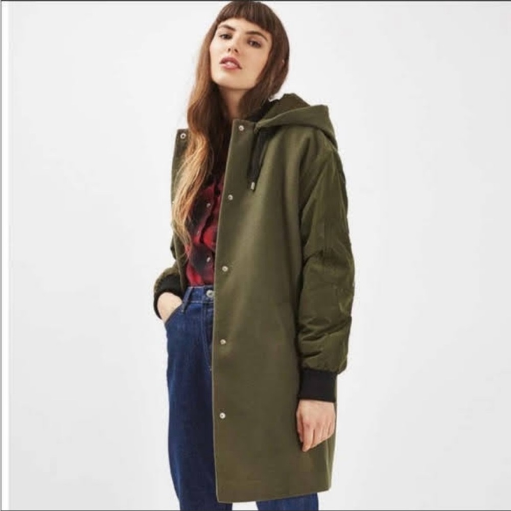 Top Shop Olive Green Coat View 2